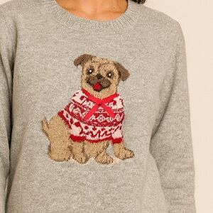 036. Holiday Gray Sweater with Dog Design